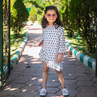 Thumbnail for Boy & Girl Cotton Handblock Red & White Floral Printed twinning set Duo