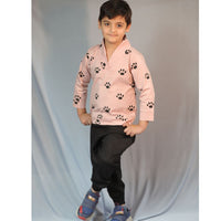 Thumbnail for Mom & Son Pink Paw Cotton Lycra Co-ord Set Duo