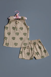 Thumbnail for Mom son & daughter budding mushroom cotton lycra co-ord set