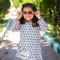 Thumbnail for Boy & Girl Cotton Handblock Red & White Floral Printed twinning set Duo