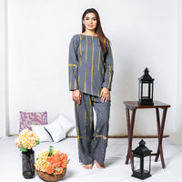 Thumbnail for Mom & Son Grey Yellow Shibori Cotton Twinning Set Duo