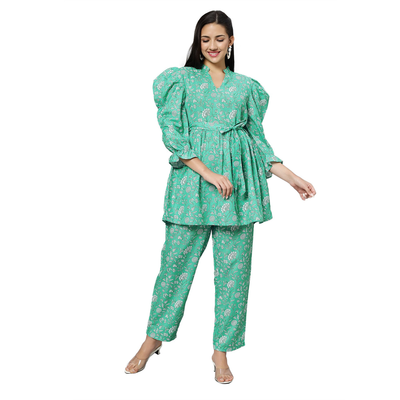 Emerald Elegance Rayon Coord Set