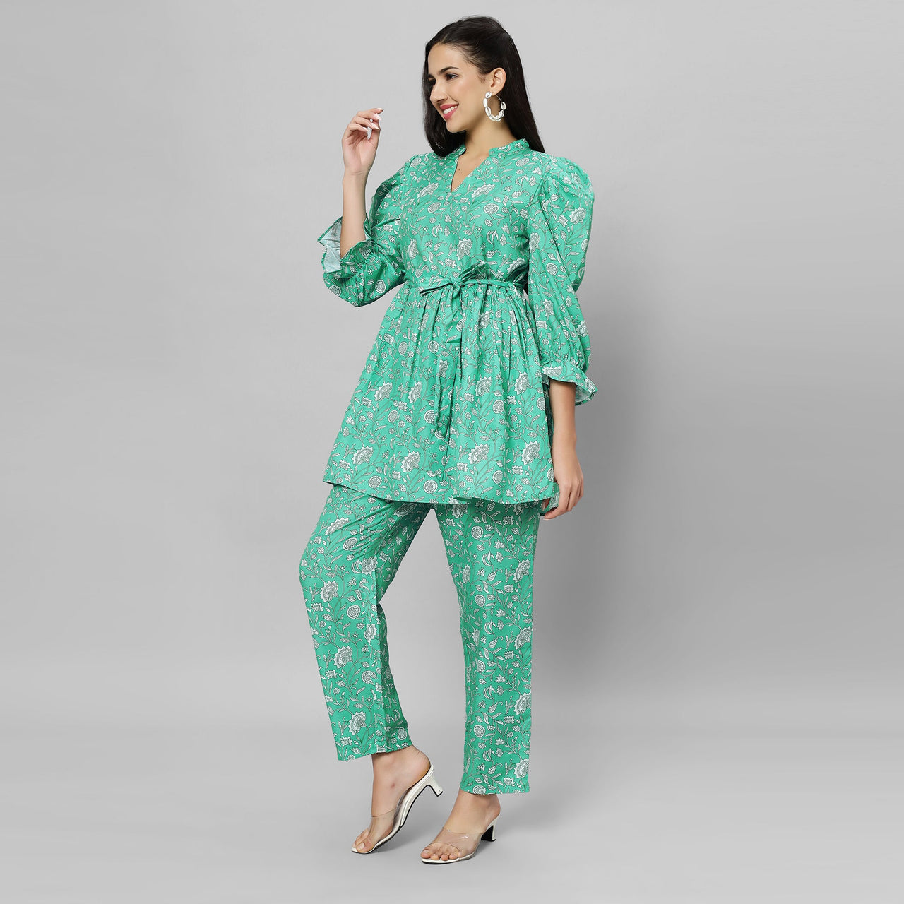 Emerald Elegance Rayon Coord Set