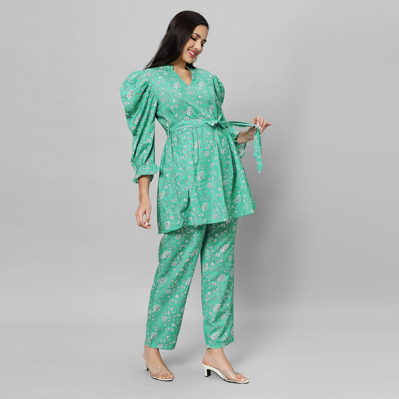 Emerald Elegance Rayon Coord Set