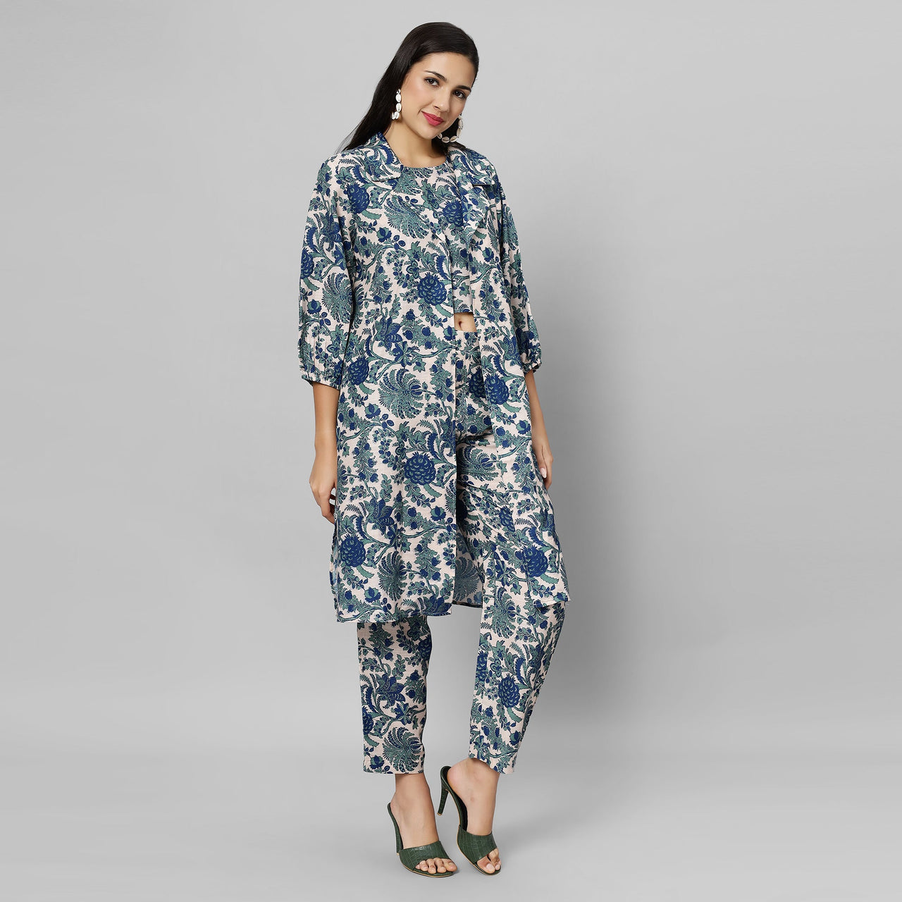 Mystic Floral 3-Piece Cotton Linen Coord Set