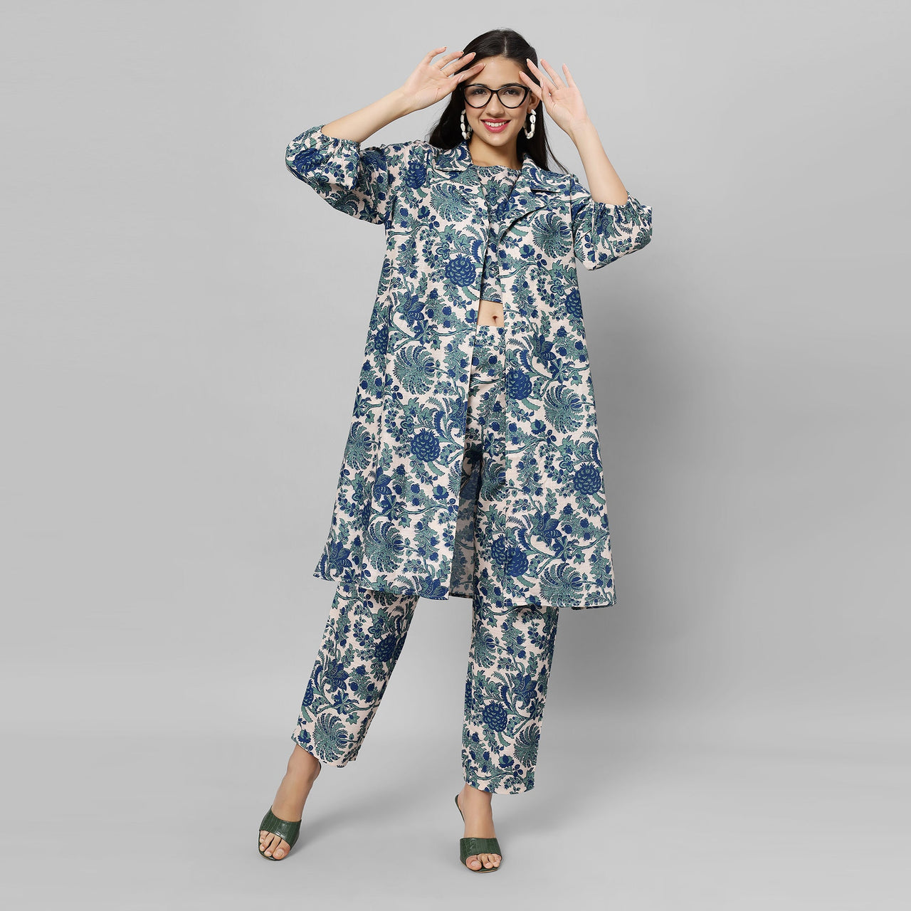 Mystic Floral 3-Piece Cotton Linen Coord Set