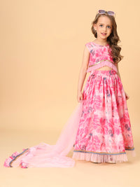 Thumbnail for Pink Three Piece Party Wear Lehnga top set