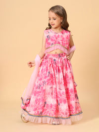 Thumbnail for Pink Three Piece Party Wear Lehnga top set