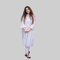 Thumbnail for White Cotton Embroidered Coord Set