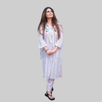 Thumbnail for White Cotton Embroidered Coord Set