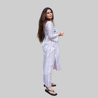 Thumbnail for White Cotton Embroidered Coord Set