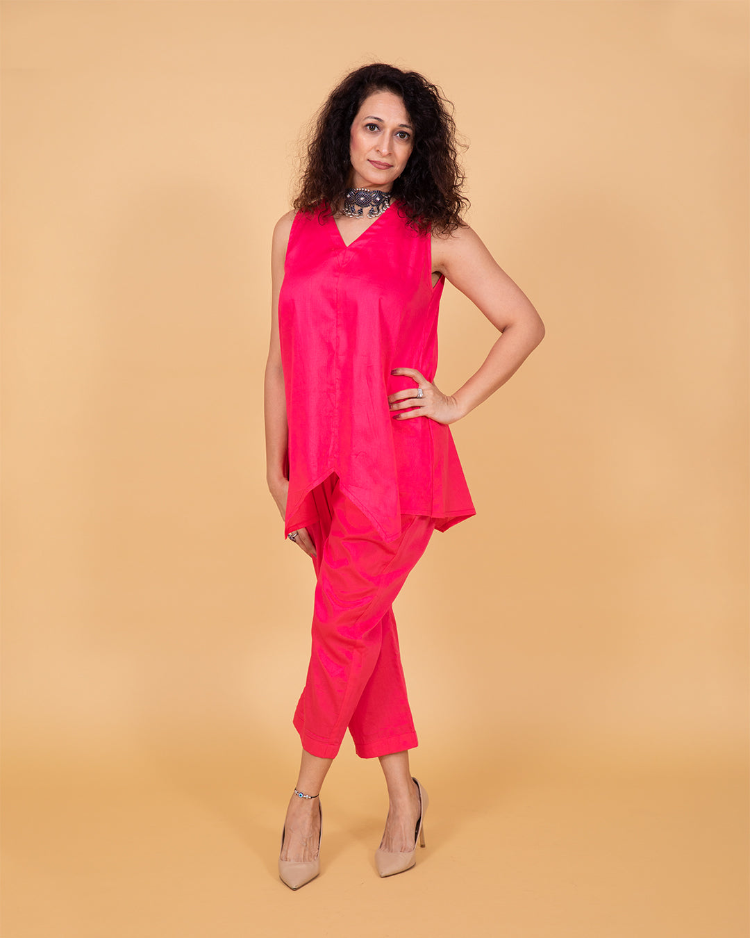 Fuchsia pink cotton coord set