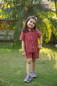 Thumbnail for Red Polka Dot Shirt Shorts Girl’s Co-ord Set