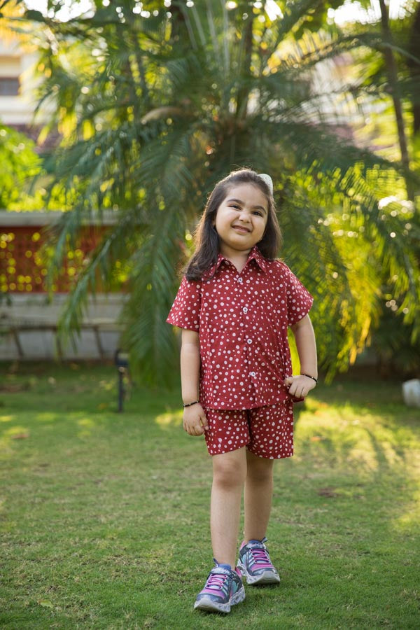 Red Polka Dot Shirt Shorts Girl’s Co-ord Set
