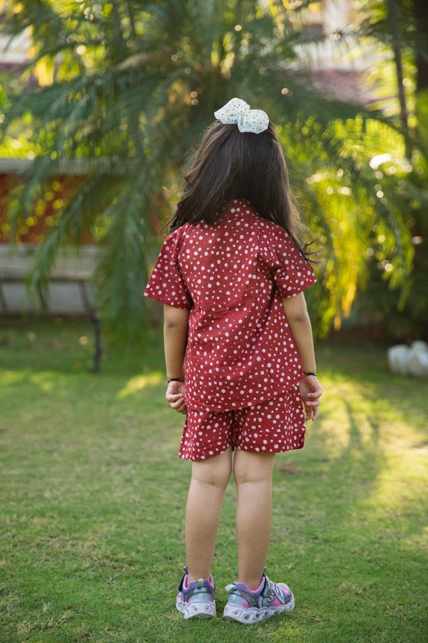 Red Polka Dot Shirt Shorts Girl’s Co-ord Set