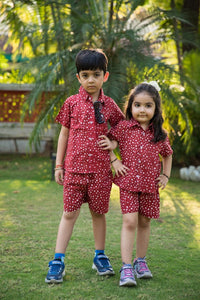Thumbnail for Red Polka Dot Shirt Shorts Girl’s Co-ord Set