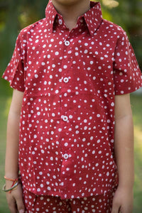Thumbnail for Red Polka Dot Shirt Shorts Boy’s Co-ord Set