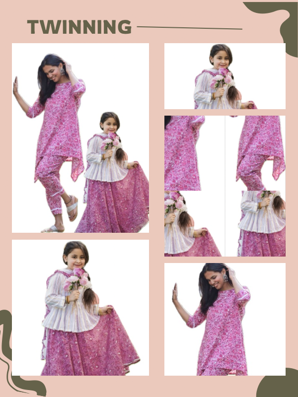 Mom & Daughter Pink Cotton Hand Block Printed Twinning Set Duo
