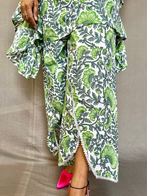 Green Floral Print Co-ord Set for Women