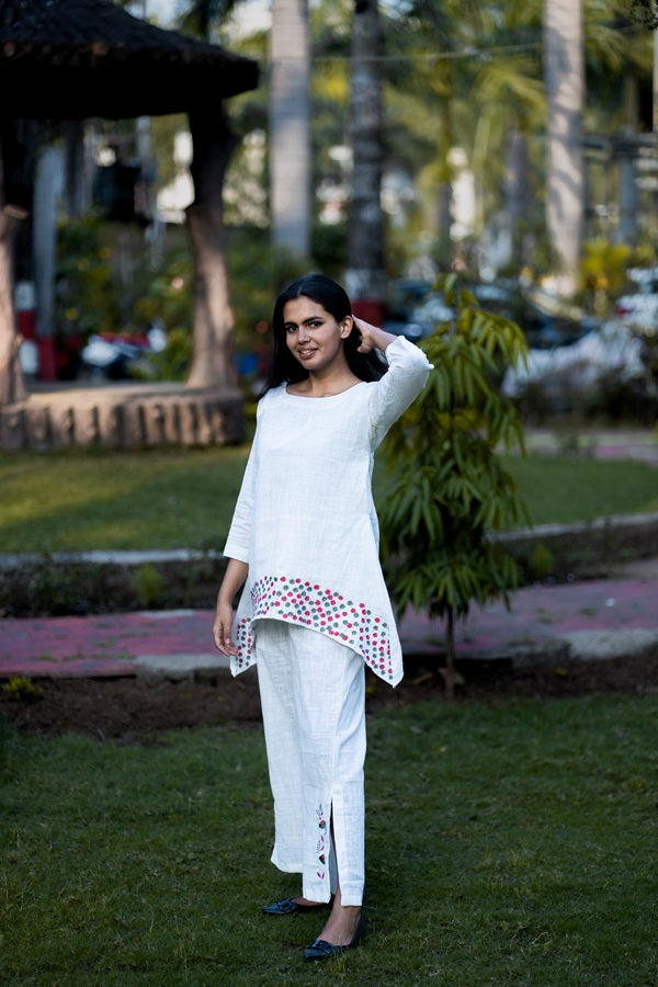 White Embroidered Designer Cotton Coords