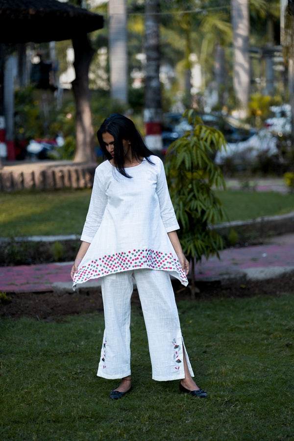 White Embroidered Designer Cotton Coords