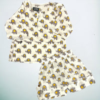 Thumbnail for White & Yellow Animal Block Print Cotton Unisex Co-ord Set