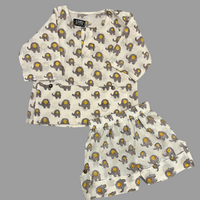 Thumbnail for White & Yellow Animal Block Print Cotton Unisex Co-ord Set