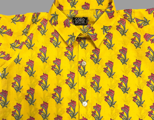 Sunshine Yellow Floral Print Shirt Shorts Boy's Co-ord Set