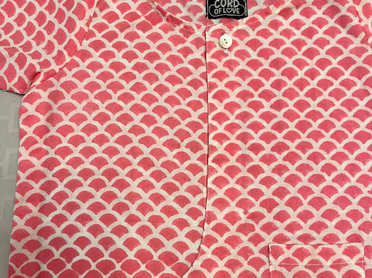 Pink scale and stripes Block Print Cotton Unisex Co-ord Set