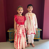 Thumbnail for Boy & Girl Cotton Red & White twinning Co-ord set Duo
