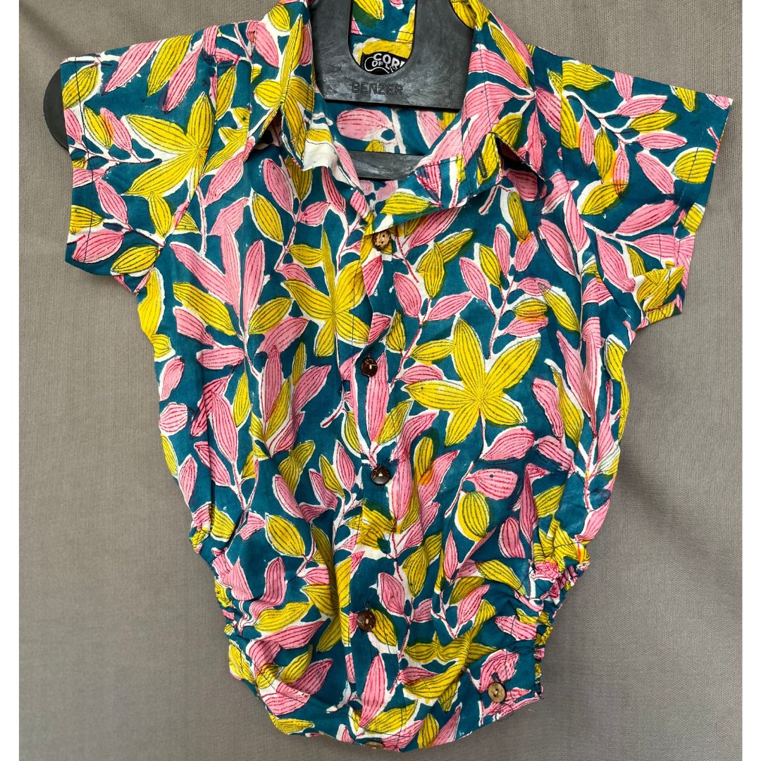 Multicolour Soft Cotton Hand block Print Onesie