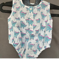 Thumbnail for Blue & White  Dino  Soft Cotton Hand Block Print Onesie