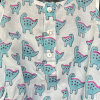 Thumbnail for Blue & White Dino Soft Cotton Hand Block Print Onesie