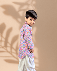 Thumbnail for Boys Pink Digital Print Kurta Pajama Set