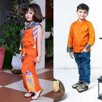 Thumbnail for Boy & Girl Plain Cotton with Shibori twinning set Duo