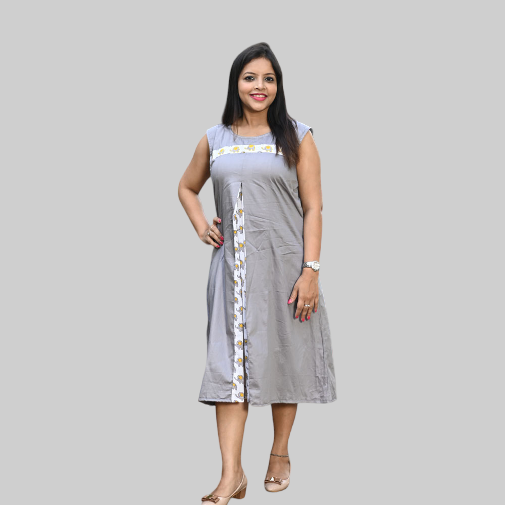 Grey Sleeveless Dress for Moms