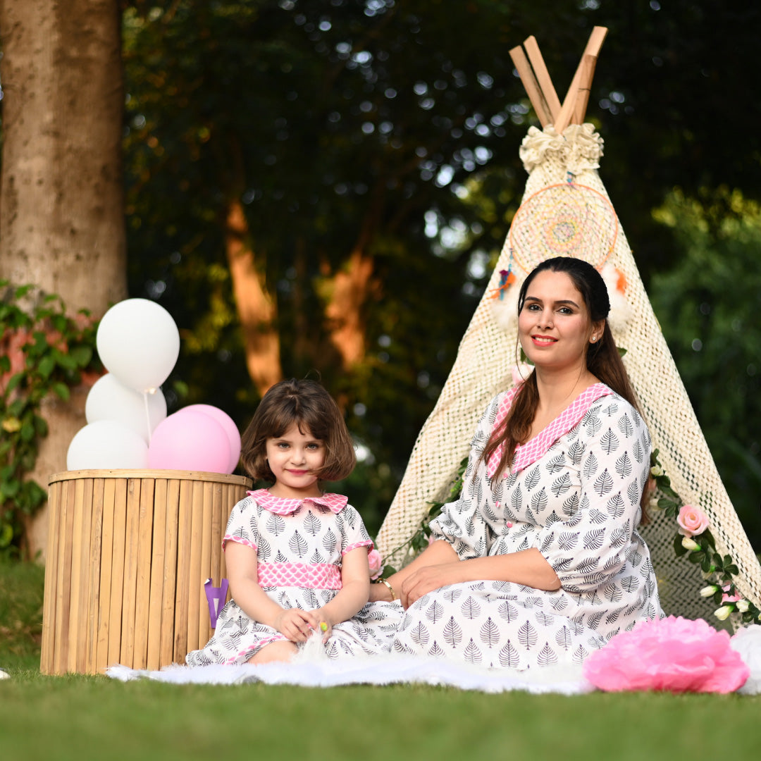 Mom & Daughter Cotton Hand Block Printed Twinning Set Duo