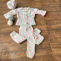 Thumbnail for White hand-knitted Three Piece soft woollen infant set