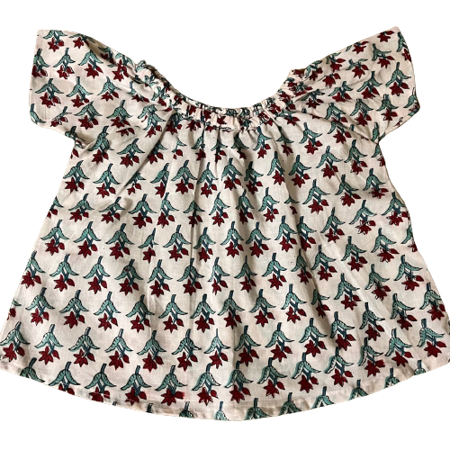 Red Teal Floral Infant Cotton Jhabla