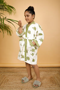 Thumbnail for Forest Premium Cotton Hand Block Printed Bathrobe