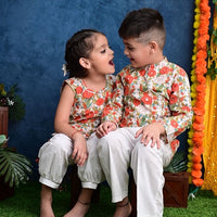 Thumbnail for Boy & Girl orange & white Twinning Set duo