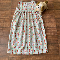 Thumbnail for Pastel Green Brown Teddy Print Spun Cooton Sleeveless Nighty For Girls