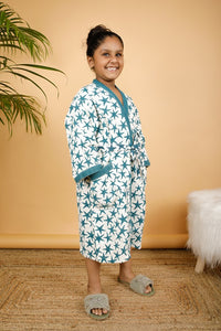 Thumbnail for Moon Light Premium Cotton Hand Block Printed Bathrobe