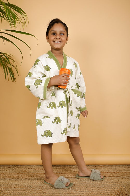 Forest Premium Cotton Hand Block Printed Bathrobe