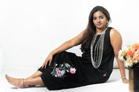 Thumbnail for Black Handpainted Maxi Dress for women