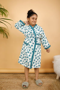 Thumbnail for Moon Light Premium Cotton Hand Block Printed Bathrobe