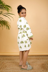 Thumbnail for Forest Premium Cotton Hand Block Printed Bathrobe