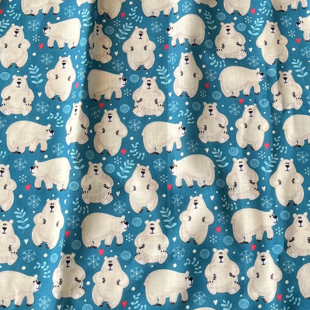 Blue Bear Soft Cotton Block Print Nighty For Girl's