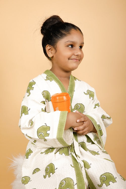 Forest Premium Cotton Hand Block Printed Bathrobe