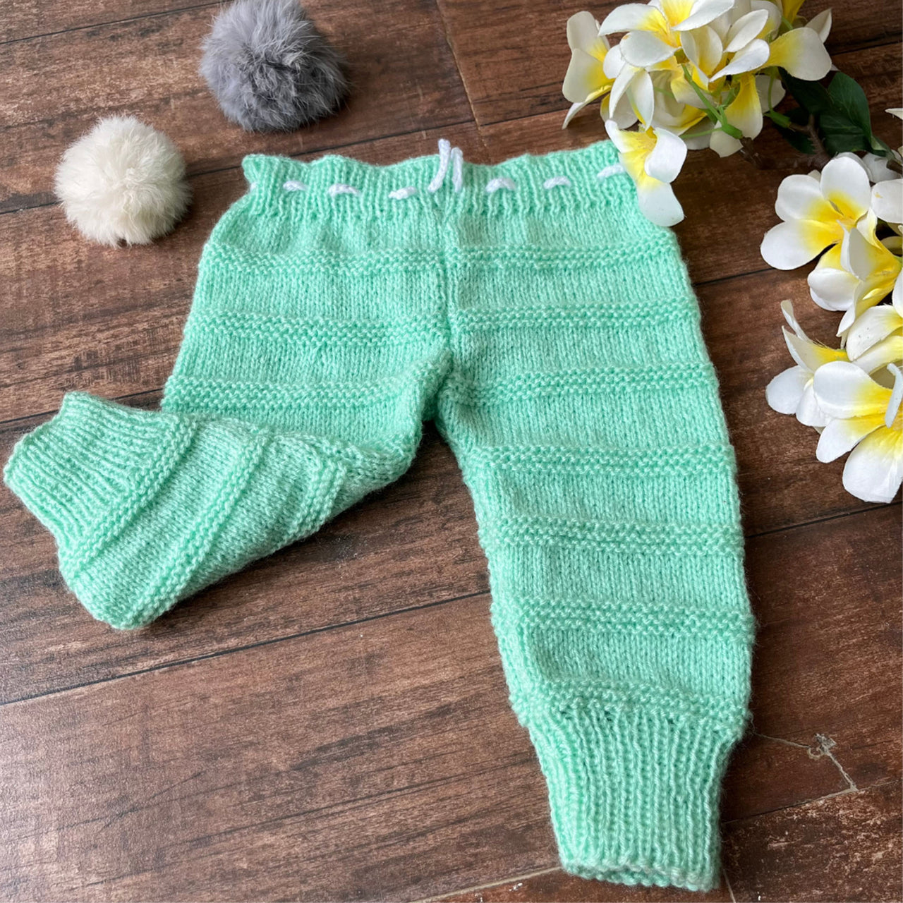 mint green hand-knitted soft wollen pajama